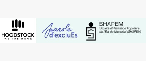 Logos de Parole d'excluEs, SHAPEM, HOODSTOCK